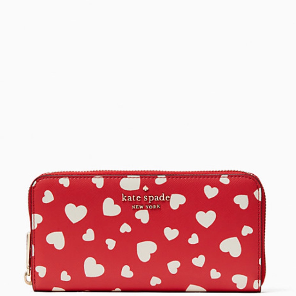 Brand New Kate Spade - Staci Heart Pop Printed Boxed Large Continental Wallet